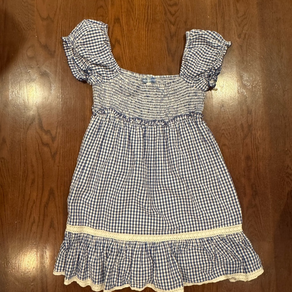 Marseille Gingham Smocked Mini Dress Urban Outfitters